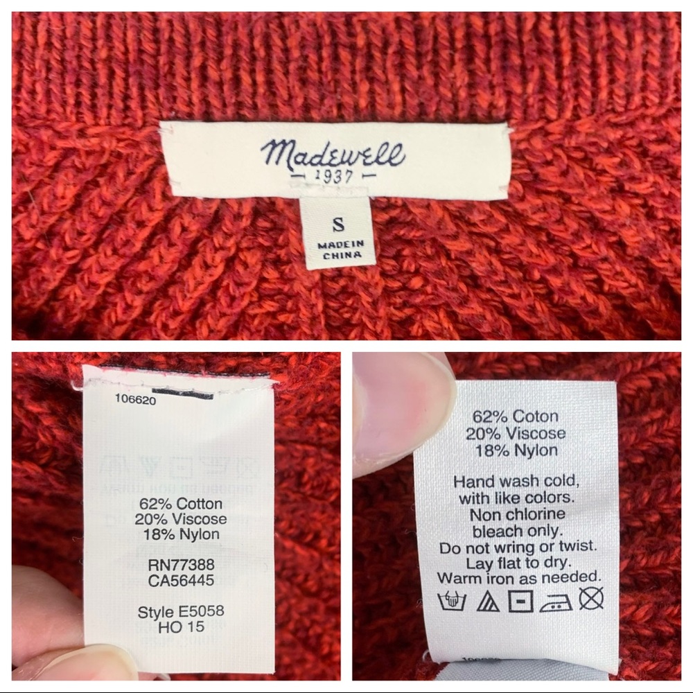 Madewell hexcomb texture red thick crewneck sweater - Picture 11 of 12
